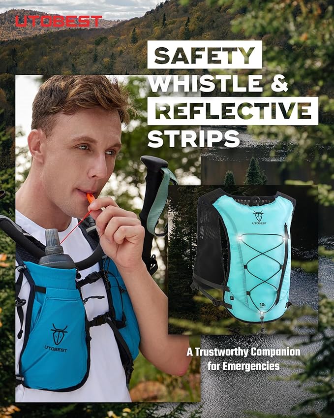 Upgrade Running Hydration Vest 10L, Running Backpack for Women Men Multi-Functional Storage, Adjustable Water Vest for Trail Marathon Race Jogging Cycling