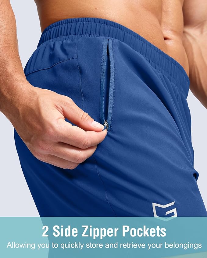 G Gradual Men's Athletic Running Shorts with Zipper Pockets Quick Dry 7"/ 5"/ 9" Workout Gym Shorts for Basketball Hiking