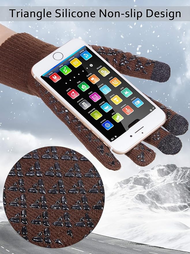 SATINIOR 4 Pairs Winter Knit Touchscreen Gloves Warm Texting Gloves Elastic Anti-slip for Adults