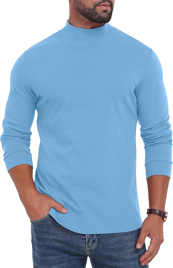 Sailwind Men's Mock Turtleneck Long Sleeve Shirt Cotton Basic Thermal Undershirt Lightweight Pullover
