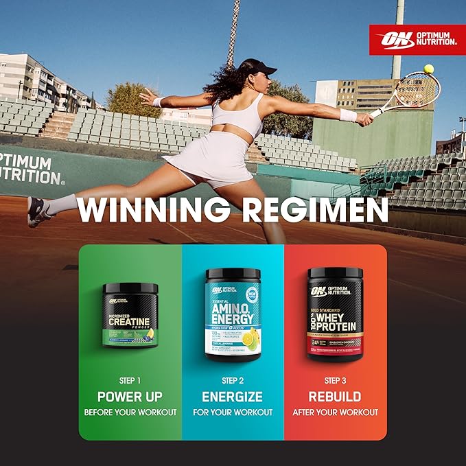 Optimum Nutrition Amino Energy Powder Plus Focus, with BCAA, Electrolytes, and Caffeine, Tropical Lemonade, 30 Servings (Packaging May Vary)