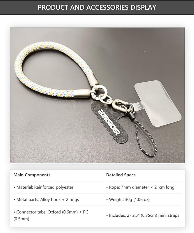 Premium Phone Lanyard for iPhone&Android-Stylish Unisex Wrist Strap with Alloy Metal Hook&Reinforced Polyester-R14