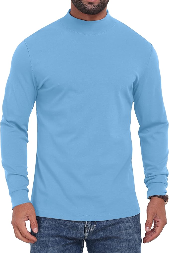 Sailwind Men's Mock Turtleneck Long Sleeve Shirt Cotton Basic Thermal Undershirt Lightweight Pullover