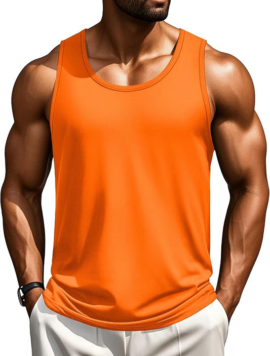 Cotrasen Men's Tank Top UPF 50+ Sleeveless Shirt Cotton Moisture Wicking Casual Gym Workout Shirts Cooling Muscle Tee Shirt