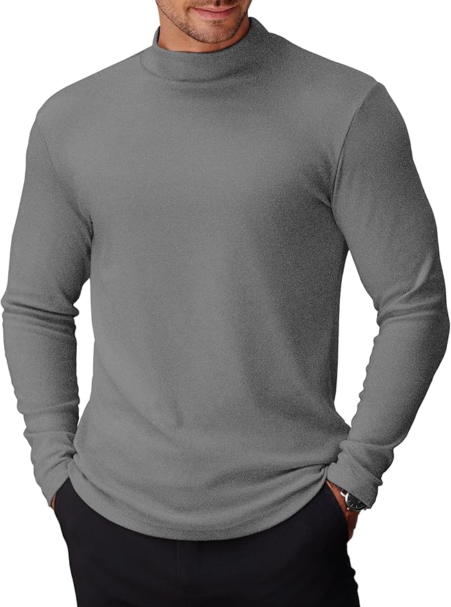 COOFANDY Mens Mock Turtleneck Long Sleeve Shirts Basic Thermal Turtle Neck Undershirt Lightweight Pullover Sweaters Top