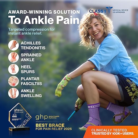 Modvel Foot & Ankle Brace Socks for Sprained Ankle Compression Sleeve - Plantar Fasciitis Relief Brace, Foot Support for pain Women & Men - Tendonitis & Arthritis Feet Sleeve, Stabilizing Ankles Wrap