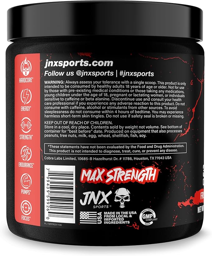 JNX SPORTS The Shadow! 350mg of Caffeine Hard Core Preworkout - Fruit Punch 30 Servings | Electric Energy, Mental Focus & Superhuman Strength for Men & Women