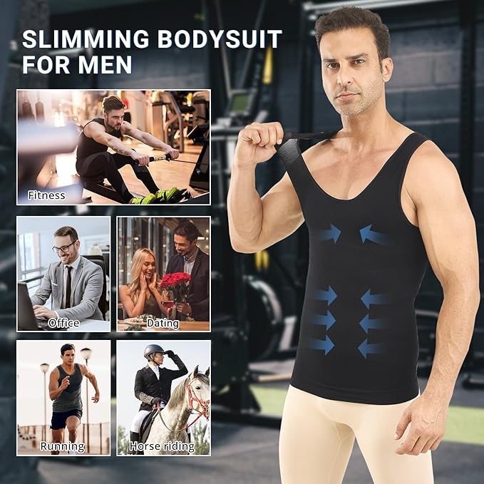 Gynecomastia Compression Shirt Men, Slimming Undershirt Compression Tank Top Mens Shapewear Body Shaper