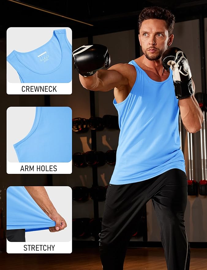 MAGCOMSEN Mens Workout Tank Tops Undershirt Cotton Muscle Athletic Sleeveless Shirts for Gym