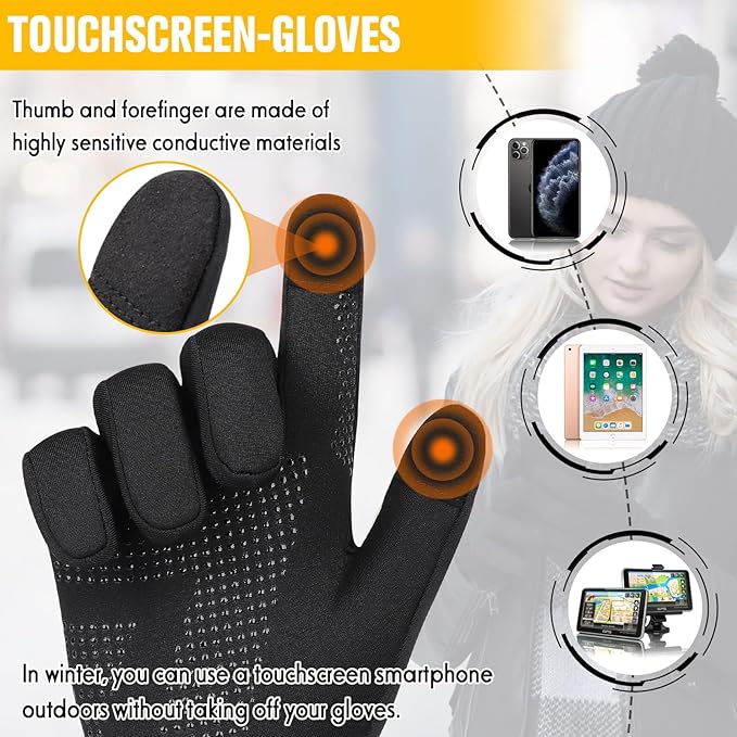 GXCROR Running Gloves Touchscreen Anti-Slip Gloves Lightweight Fleece Sports Gloves Warm Windproof Winter Glove Liner for Men and Women Outdoor