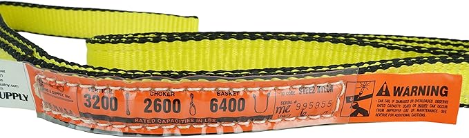 DD Sling (USA Made). 1" x 10', 2 Ply, Nylon Lifting Slings, Master Edge, Eye & Eye, Heavy Duty, 3,200 lbs Vertical, 2,600 Choker, 6,400 Basket Load Capacity (1" x 10')