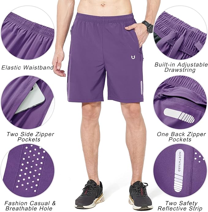 NORTHYARD Men's Athletic Running Shorts Quick Dry Workout Shorts 7"/ 5"/ 9" Lightweight Sports Gym Basketball Tennis Hiking