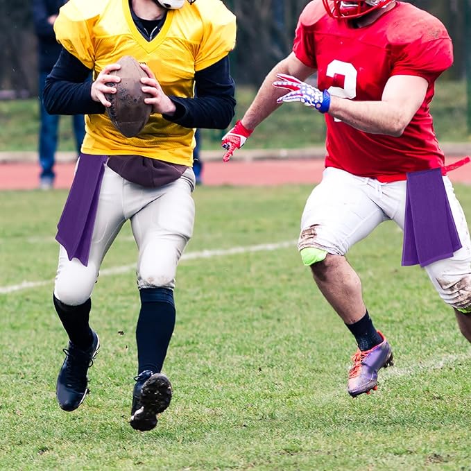 Shimeyao 2 Pcs Cotton Sports Football Towel with Closure Pitching Football Sweat Towel for Sports Gym Men Women Accessories (Purple,Classic)