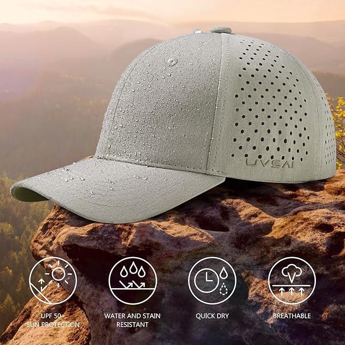 UPF 50+ Performance Water Resistant Baseball Cap Lightweight Breathable Hat Golf Running Boat Hiking for Men Women