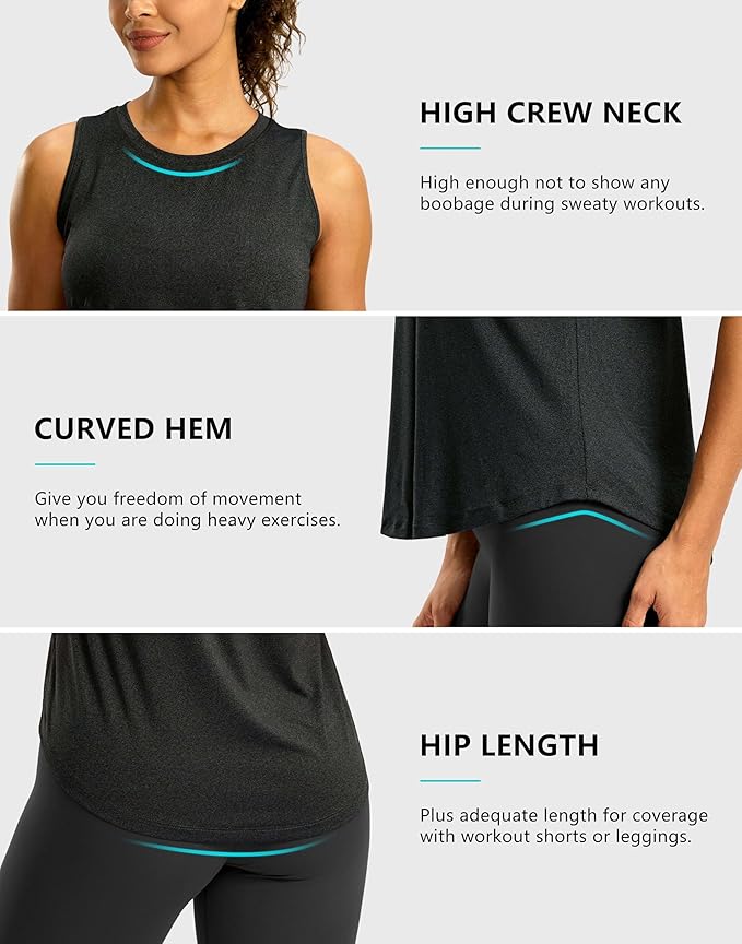 G Gradual Workout Tank Top for Women Sleeveless Athletic Yoga Tops High Neck Quick Dry Running Tennis Sports Shirts for Women