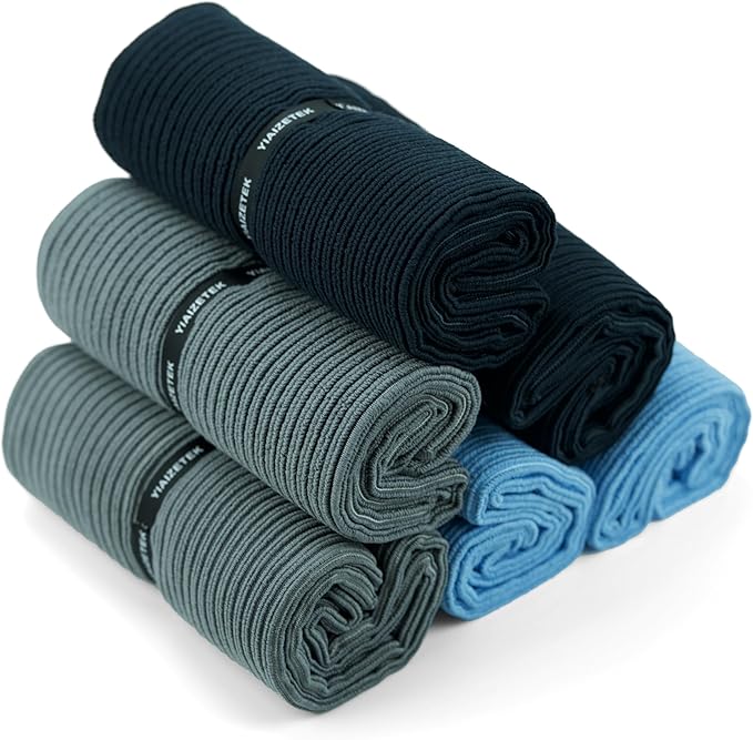 Microfiber Gym Towels with Snap Straps, Yoga Towel for Home and Gym, 16 Inch x 28 Inch, 6 Pack (Black/Grey/Blue, 16" x 28")