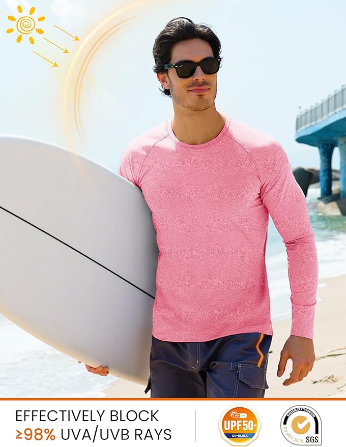 MAGCOMSEN Men's Long Sleeve Shirts UPF 50+ UV Sun Protection Athletic Shirts for Hiking Running Workout Rash Guard