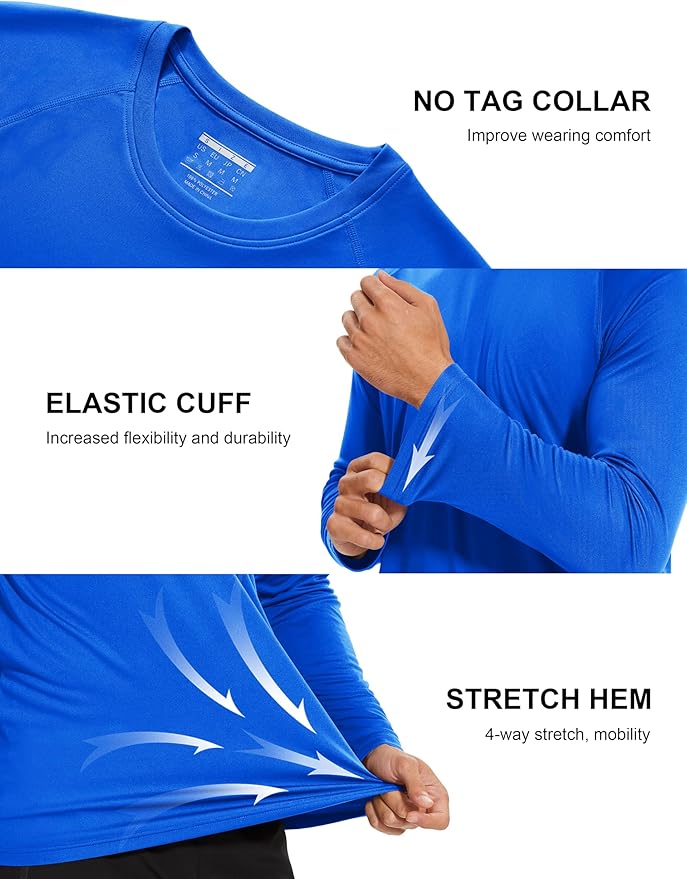 MAGCOMSEN Men's Long Sleeve Shirts UPF 50+ UV Sun Protection Athletic Shirts for Hiking Running Workout Rash Guard