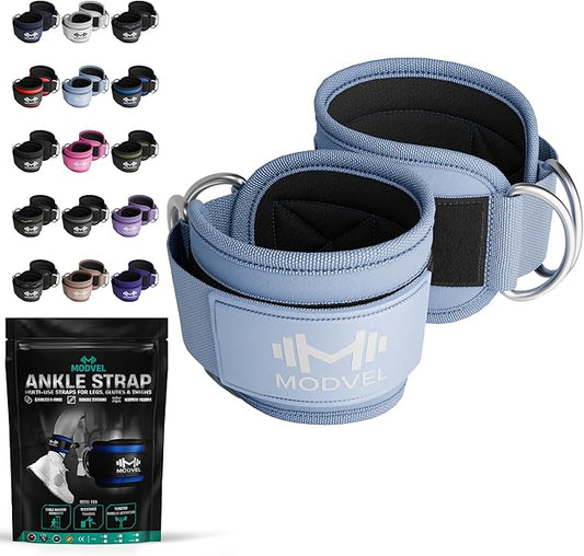 Modvel Gym Ankle Strap for Cable Machines – Glute & Leg Kickback Ankle Straps for Gym Workouts – Adjustable, Padded Support for Strength Training, Weightlifting, Rehab – Men & Women