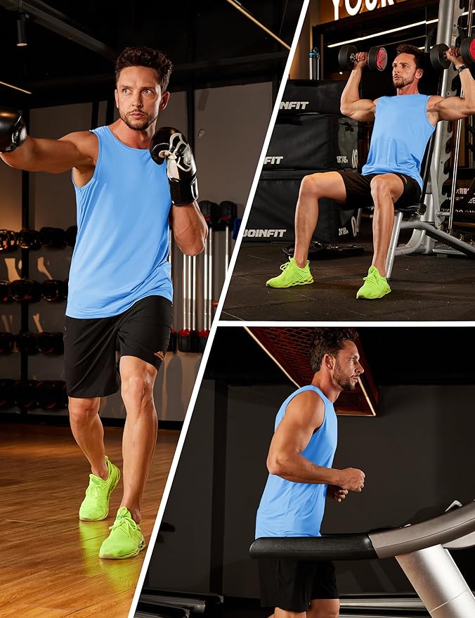 KEFITEVD Men's Workout Tank Tops Sleeveless Quick Dry UPF 80+ Summer Sun Shirts for Running Swim Gym Beach