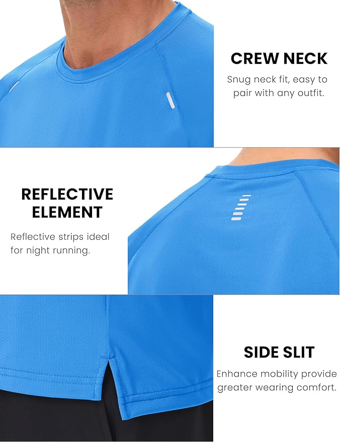 MAGCOMSEN Men's Dry Fit Shirts Mesh Short Sleeve Athletic Lightweight Workout Performance Hiking Shirt