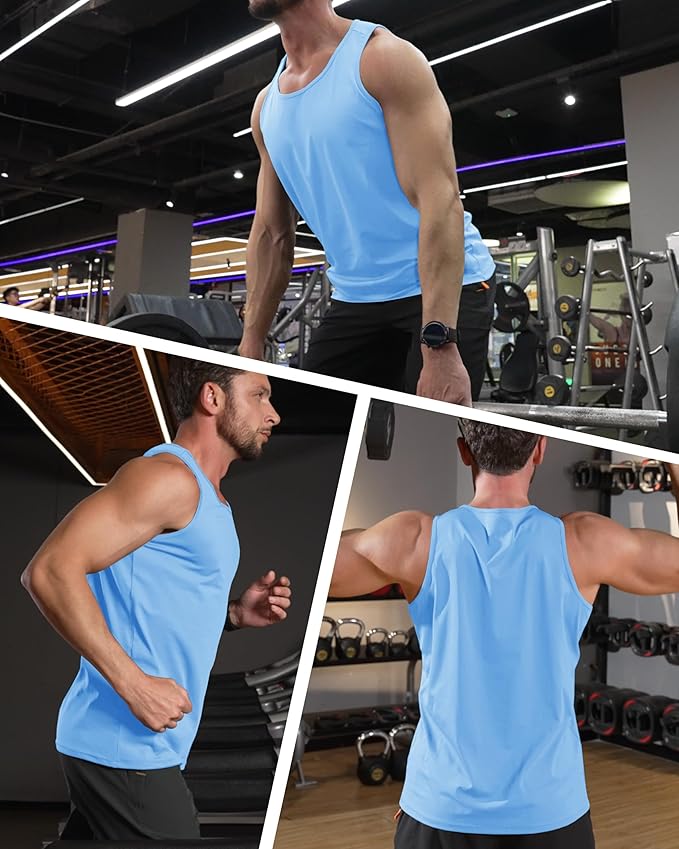 MAGCOMSEN Men's UPF 50+ Tank Top Quick Dry Summer Workout Muscle Sleeveless Shirts for Swim Beach Bodybuilding