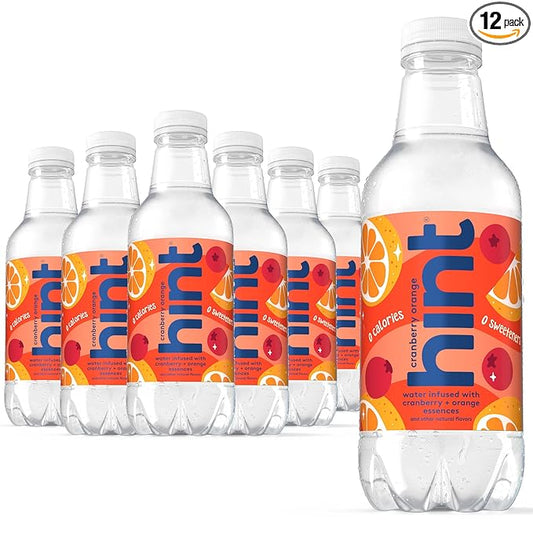 Hint Fruit-Infused Bottled Water, Cranberry Orange- Sugar Free Flavored Water with Zero Calories, Naturally Flavored, and No Artificial Sweeteners - 16 Fl Oz (Pack of 12)