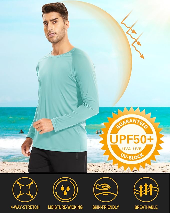 MAGCOMSEN Men's Long Sleeve Shirts UPF 50+ UV Sun Protection Athletic Shirts for Hiking Running Workout Rash Guard