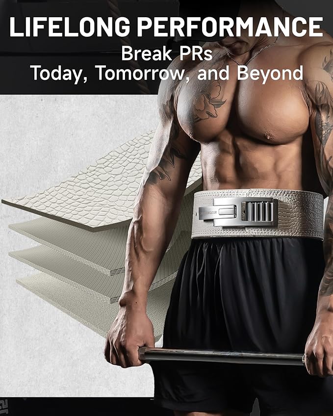 MANUEKLEAR Lifting Belt Lever for Men Women, 10mm Quick Locking Lever Belt Weightlifting with Adjustable Buckle, Lever Weight Lifting Belt for Powerlifting & Deadlifts