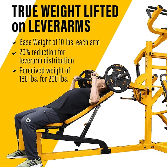 Powertec Fitness Workout Bench Multiystem for Chest, Arms, Legs, 120.1 x 73.3 x 80.5 Inches - Adjustable, Multi-User Weight Machines with Isolateral Arms - Premium at Home Gym Equipment