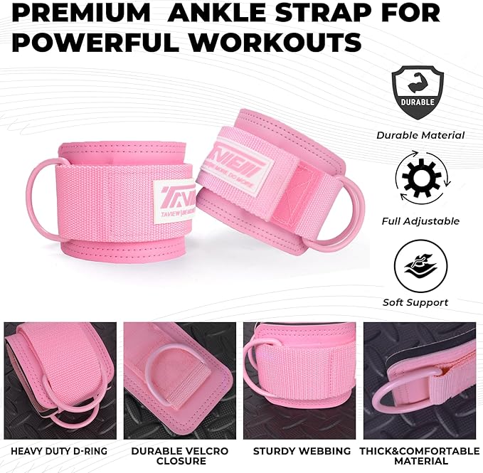 TAVIEW Ankle Straps Cable Machine Attachment for Gym - Cable Kickback Ankle Straps - Padded Ankle Cuffs for Glute Kickbacks and Leg Workouts