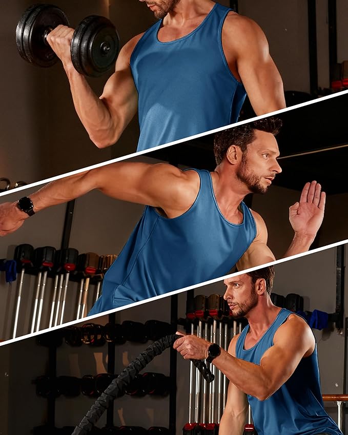 Boladeci Men's Tank Top Workout Athletic Quick Dry UPF 50+ Sun Protection Lightweight Summer Beach Gym Sleeveless Shirts