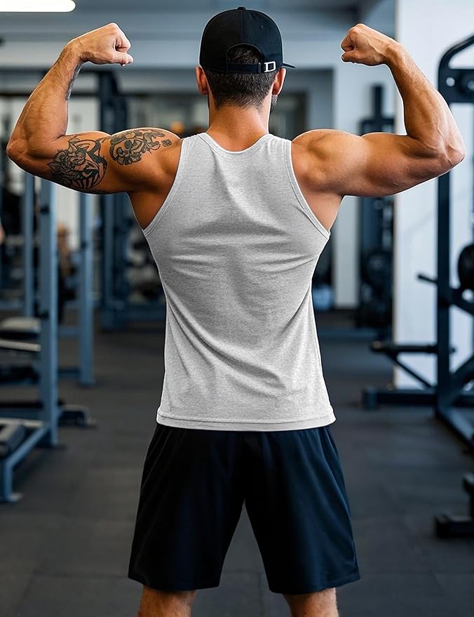 MAGCOMSEN Mens Workout Tank Tops Undershirt Cotton Muscle Athletic Sleeveless Shirts for Gym