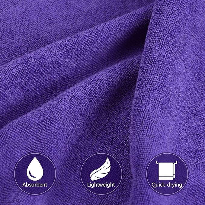 KinHwa Absorbent Workout Towels for Gym Soft 3 Pack Gym Towels for Sweat Microfiber Sports Towel Perfect Size for Workouts, Hot Yoga, Running, Biking or Camping 16inch x 31inch Gray+Purple+Blue