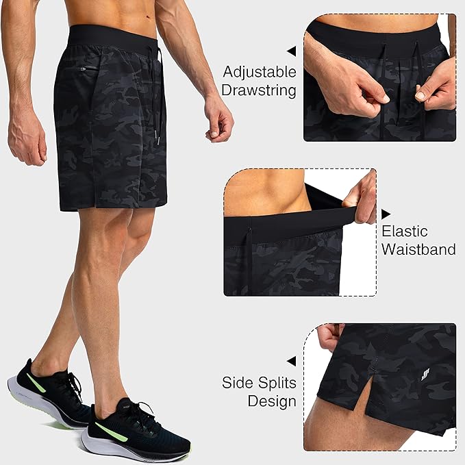 Men's Running Shorts with Zipper Pockets 9 Inch/ 7 Inch / 5 Inch Lightweight Quick Dry Gym Workout Athletic Shorts for Men