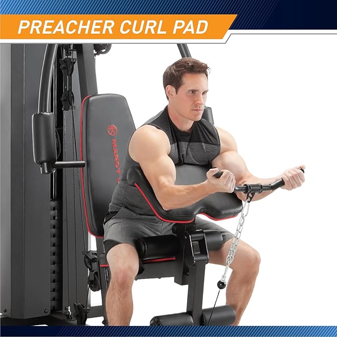 Marcy Multifunctional Workout Station 100lbs to 200lbs Stack Home Gym for Weightlifting and Bodybuilding