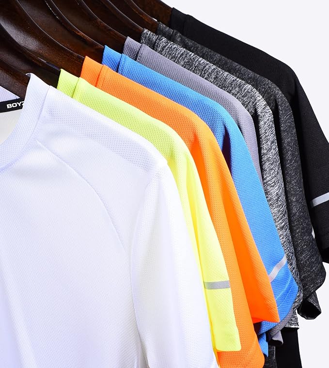 Boyzn 1, 3, 5 or 7 Pack Men's Workout Running Shirts, Dry Fit Moisture Wicking T-Shirt, Gym Athletic Short Sleeve Tee Shirts
