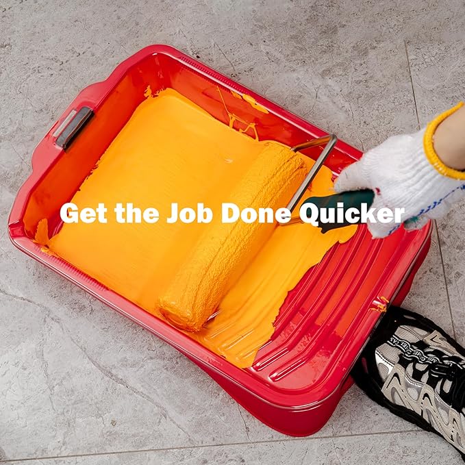 Mister Rui 20-Piece Paint Roller Kit with Non-Slip Tray, Microfiber Roller Covers, Brushes, Drop Cloth, and More for DIY & Professional Painting Projects - Complete Set for Home Improvement