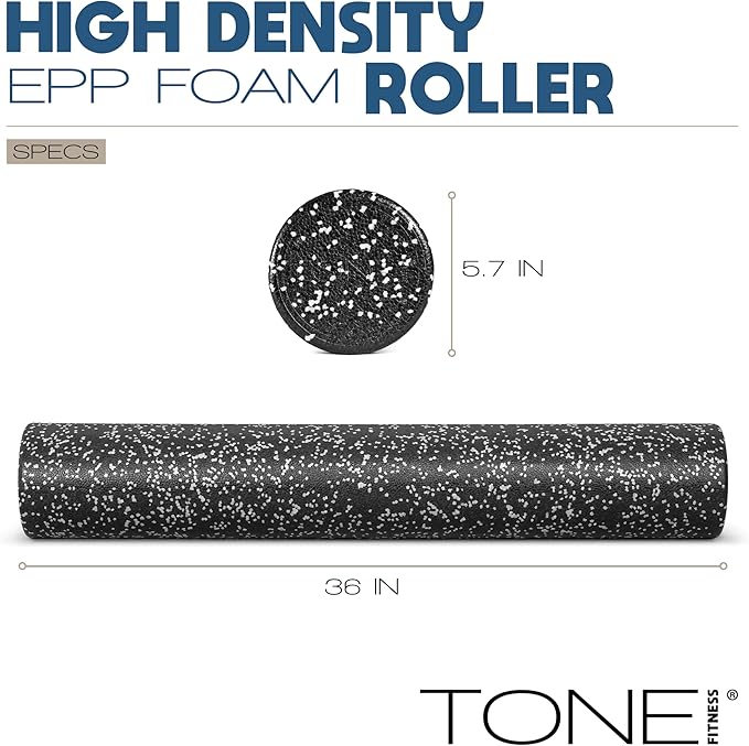 Tone Fitness High Density EPP Foam Exercise Foam Roller for Yoga, Pilates, Stretching, Massage, and Recovery | Multiple Sizes and Colors