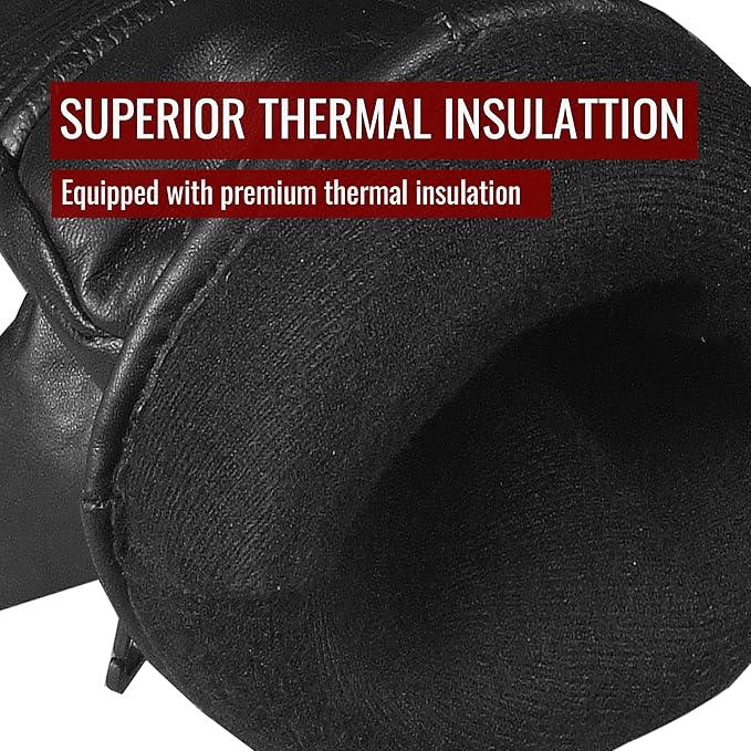 Jackets 4 Bikes Winter Motorcycle Gloves, Premium Biker Sheep Leather Thinsulate Warm Cold Weather Water Resistance Windproof Gauntlet for Men and Women