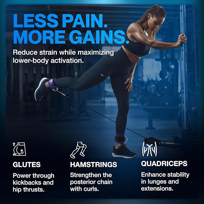 Modvel Gym Ankle Strap for Cable Machines – Glute & Leg Kickback Ankle Straps for Gym Workouts – Adjustable, Padded Support for Strength Training, Weightlifting, Rehab – Men & Women