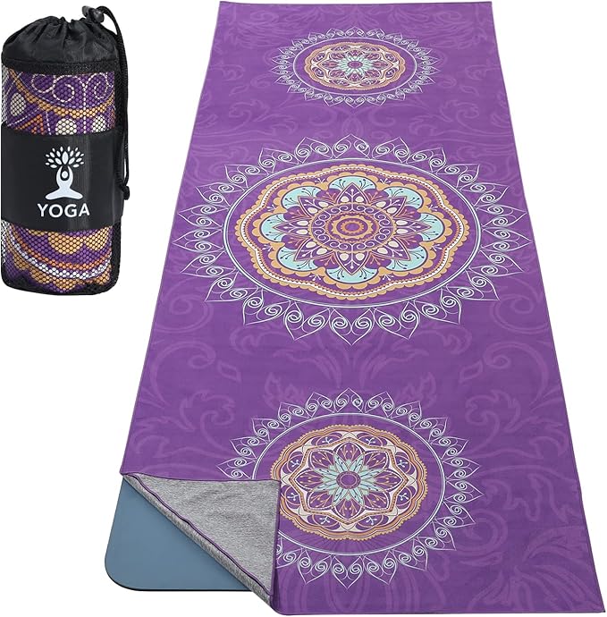 MoKo Yoga Towel, Non Slip Hot Yoga Blanket Printing Pattern Quick Dry with Corner Pocket for Bikram, Pilates, Gym Workout, Outdoor Picnic