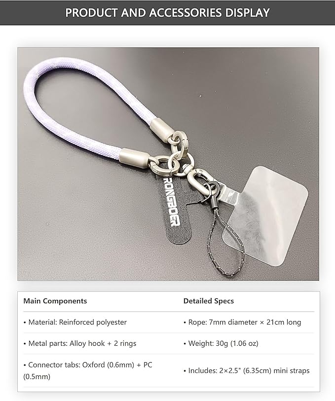 Premium Phone Lanyard for iPhone&Android-Stylish Unisex Wrist Strap with Alloy Metal Hook&Reinforced Polyester-R14