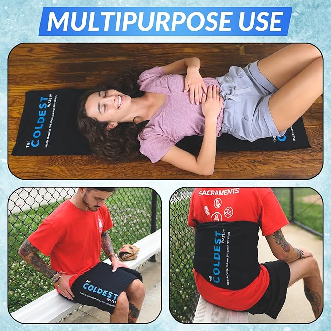 Coldest Extra Large Ice Pack for Back and Full Body - Cold Compress for Pain Relief, Ice Blanket for Sleeping or Ice Pad Physical Therapy - Folds Compact (53" x 13" - Full Body)