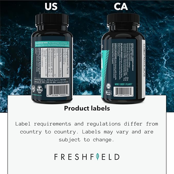 Ocean Saving Omega, Algae Omega 3, DHA Supplement, 6-Month Supply, Highest Levels of DHA per Capsule (440 mg), w/DPA