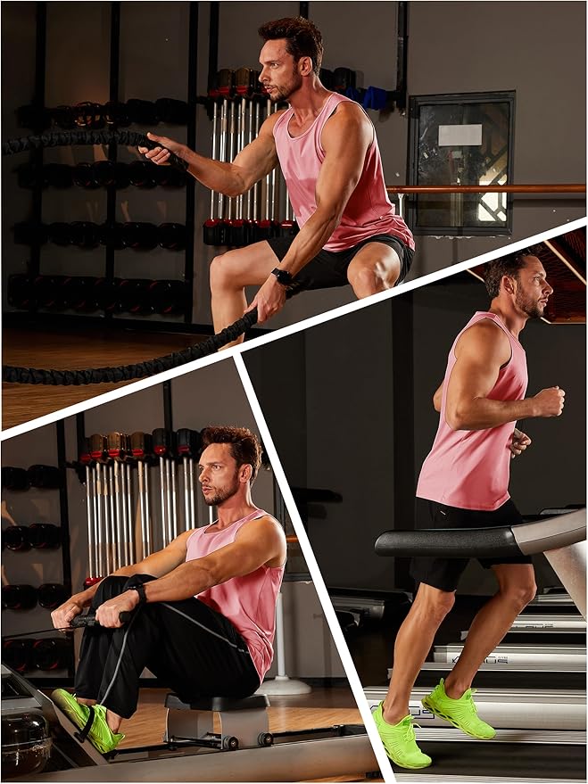 TACVASEN Men's Workout Tank Tops Sleeveless UPF 50+ Summer Sun Shirts Quick Dry for Running Swim Gym Beach