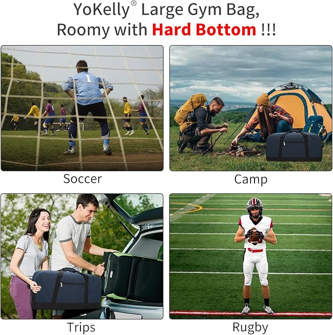 55L Large Duffle Bag for Men Travel - 25 inch Weekender Duffel Bag with Hard Bottom - Navy