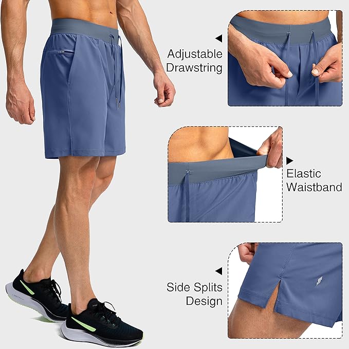 Men's Running Shorts with Zipper Pockets 9 Inch/ 7 Inch / 5 Inch Lightweight Quick Dry Gym Workout Athletic Shorts for Men