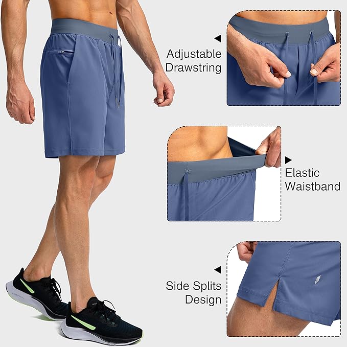 Men's Running Shorts with Zipper Pockets 9 Inch/ 7 Inch / 5 Inch Lightweight Quick Dry Gym Workout Athletic Shorts for Men