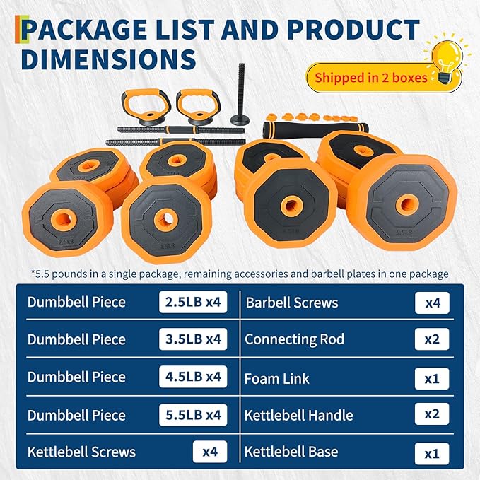 GarveeLife 4-in-1 Adjustable Dumbbell Set, Weight Set Used as Dumbbell, Barbell, Kettlebells & Push up Stand, Home Gym Fitness Exercise Equipment for Men Women